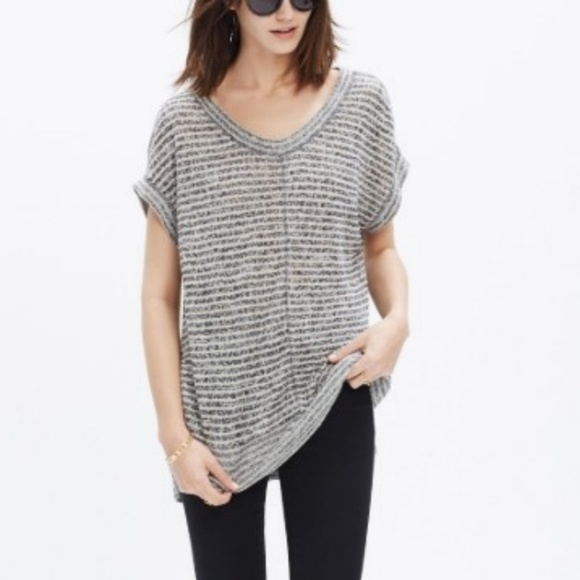 Madewell Striped Tunic Top High Low Linen - Picture 4 of 4